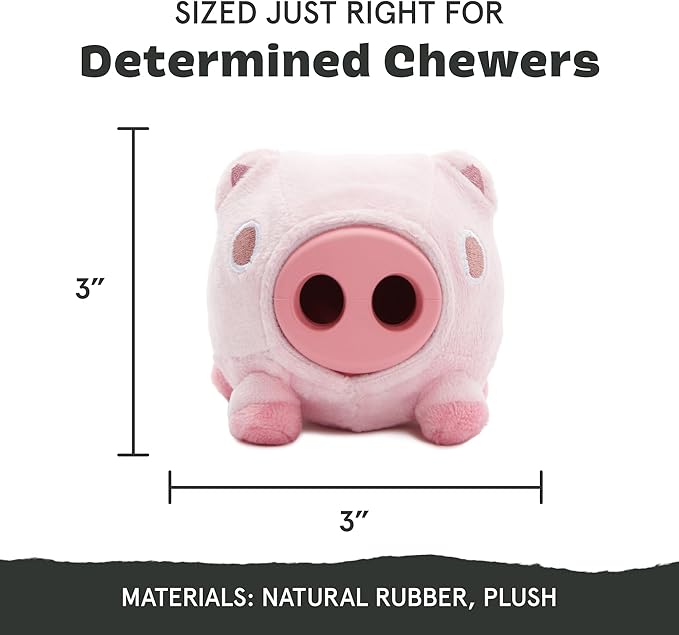 Barkbox Hambone Super Chewer Tough Dog Chew Toy for Aggressive Chewers, Plush Cover with Rubber Core - 2 Toys in 1  Two Layer Treat Dispensing Dog Toy for Large Dogs