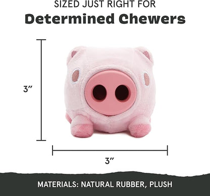 Barkbox Hambone Super Chewer Tough Dog Chew Toy for Aggressive Chewers, Plush Cover with Rubber Core - 2 Toys in 1  Two Layer Treat Dispensing Dog Toy for Large Dogs