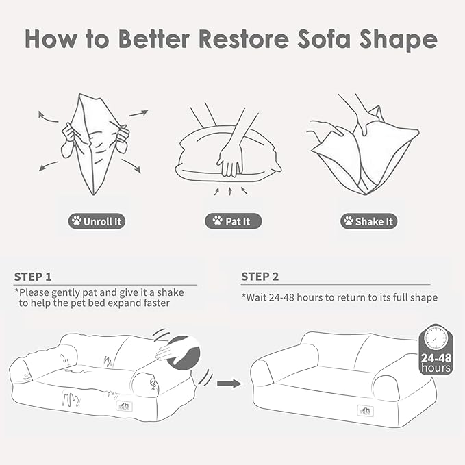 Hollypet Fluffy Plush Pet Cat Couch Soft Calming Pet Sofa Beds for Medium Small Cats and Dogs, White