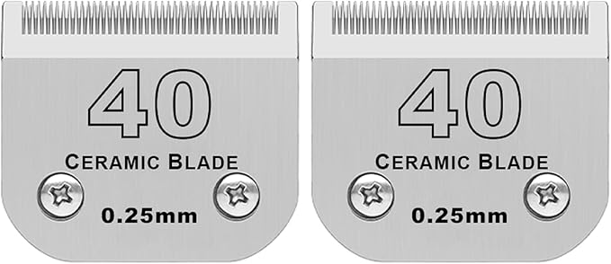 2 Pack Detachable Pet Dog Grooming Clipper Ceramic Blade,Compatible with Andis Size 40 Cut Length 1/100"(0.25mm),Compatible with Oster A5,Wahl KM Series Clippers