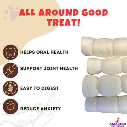 Amazing Dog Treats - Beef Cheek Rolls (6" Regular - 40 Pcs Bulk) - Safe Rawhide Alternative Dog Chew - Great for Power Chewers - Long Lasting Dog Chew - Retriever Rolls for Dogs…