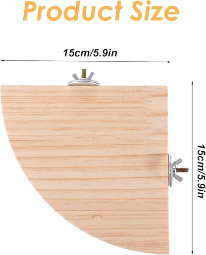 Bird Perch Platform Stand Wooden Parrot Perch Corner 5.9 Inches Fan Shape Playground Cage Accessories Parrot Stand Flat Perches for Bird Cages Corner Shelf for Birds Parrots Hamster Gerbil