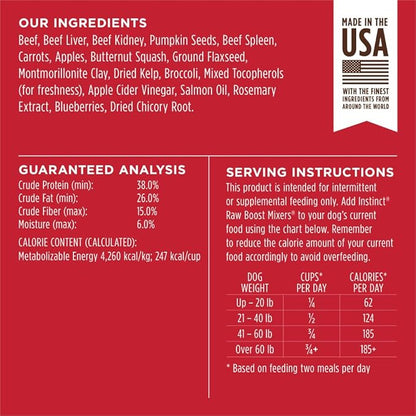 Instinct Raw Boost Mixers Freeze Dried Dog Food Toppers for Dry Food, Grain Free Dog Food Toppers with Beef for Dogs, 25 oz