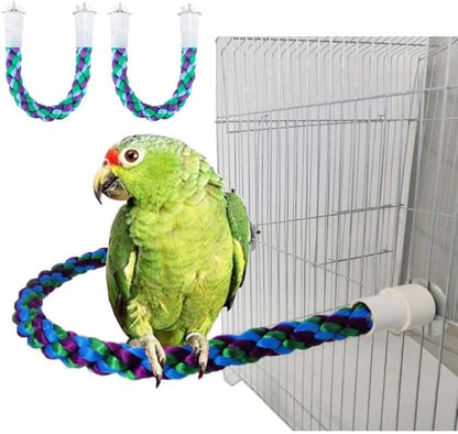 2Pcs 11.8__ird Rope Perches,Bendable Climbing Standing Chew Cage Toys Unique&Simulate Natural Color Bungee Toys for Small to Regular Size Birds