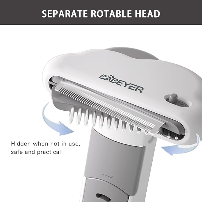 3-in-1 Cat & Dog Grooming Brush Rotatable, Dog Brush for Shedding, Stainless Steel Metal Undercoat Comb & Grooming Comb Removes Static and Reduces Shedding, White - Large Size