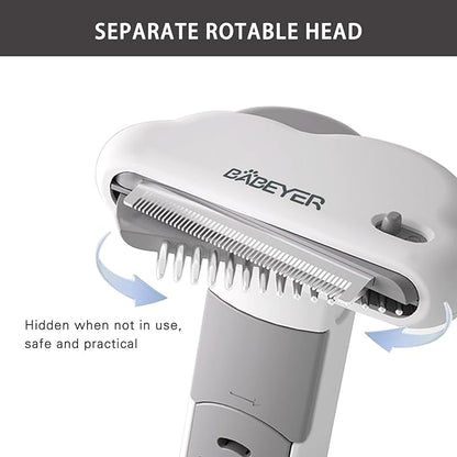 3-in-1 Cat & Dog Grooming Brush Rotatable, Dog Brush for Shedding, Stainless Steel Metal Undercoat Comb & Grooming Comb Removes Static and Reduces Shedding, White - Large Size