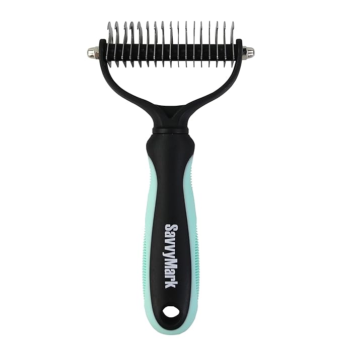 Dog Brush - Pet Dematting and Undercoat deshedding rake - Stainless Steel Grooming Comb For Dogs Cats furry pets large or medium remove knots tangles in long fur hair