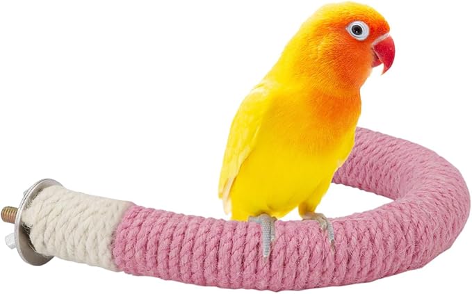 Hypeety Bird Perches Parrot U Shape Natural Wood Hemp Rope Stand Perch Bird Stick Paw Grinding Perch Birdcage Accessories Perch Standing Toy for Budgies Parakeet Cockatiel Conures
