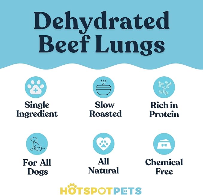 hotspot pets Beef Lung Dog Treats -1 Pound Big Bag - Slow Roasted, All Natural Dehydrated Premium Beef Lung Training Treats for Dogs - High Protein- Rawhide Alternative Snack for All Breeds
