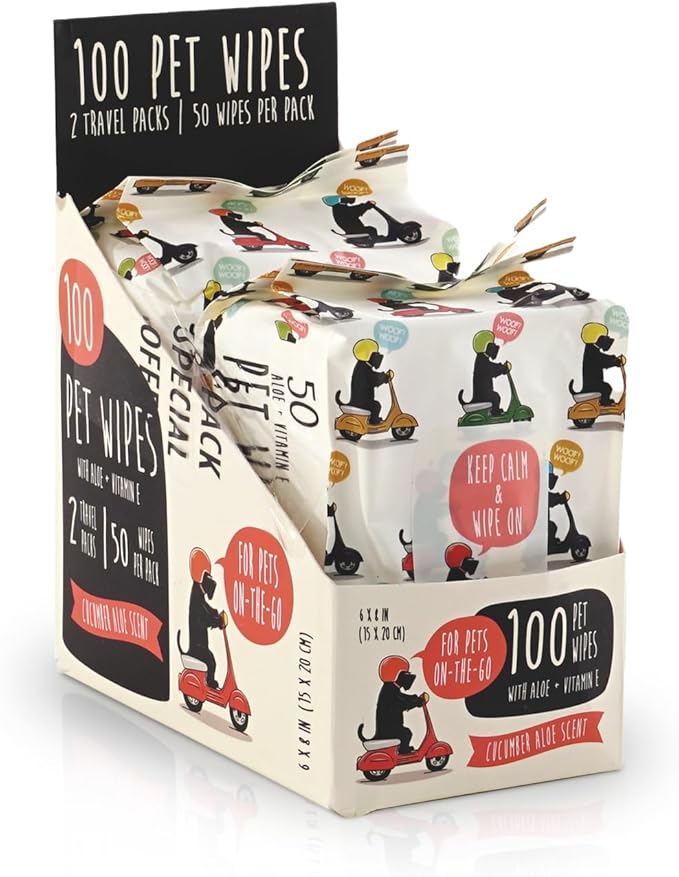 Dog Wipes, Pet Wipes for Dogs, Cat Wipes, Dog Paw Wipes, Dog Wipes for Paws and Butt, Dog Grooming Wipes, Dog Wipes Cleaning Deodorizing, Butt & Body, Aloe and Vitamen E Scent,100 Wipes