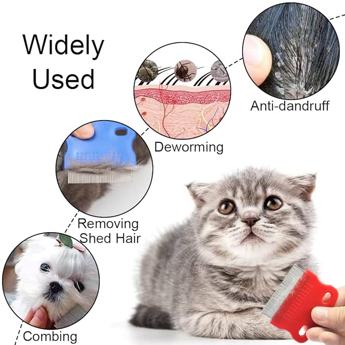 6 Pcs Dog Cat Hair Removal Massaging Combs, Dandruff & Stain Remover (Random Colour)