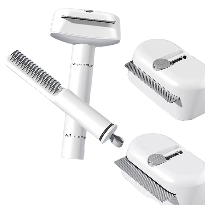 Multifunctional Pet Hair Comb for Tear Stain Removal, 2 in 1 Cat Combs with Stainless Steel Teeth, Grooming Massage Dual-Sided Comb for Small Dogs, Cats, Puppies (2pcs)