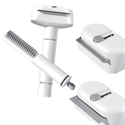 Multifunctional Pet Hair Comb for Tear Stain Removal, 2 in 1 Cat Combs with Stainless Steel Teeth, Grooming Massage Dual-Sided Comb for Small Dogs, Cats, Puppies (2pcs)