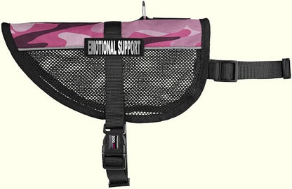 Dogline MaxAire Vest Emotional Support Removable Patch Adjustable Harness Reflective for Puppies Small Medium and Large Dogs 22 by 29 Inch Girth Pink Camo