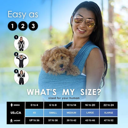 Pet K'tan Dog Sling Carrier: Hands Free for Small & Medium Dogs - #1 Pet Travel Accessory & Gift -Bond with New Puppy- Safe Durable Soft-Hands Free - Cats & Small Animals Anti-Anxiety-Sized for Human