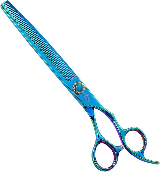 7.5'' Dog Thinning Scissors for Grooming 440C Stainless Steel Green Professional Pet Trimming Scissors Sharp Blades Cutting for Dogs and Cats Shears