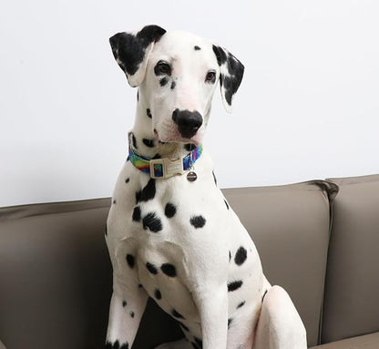 DOGWONG Cotton Dog Collar, Spring Summer Dogs Collar Durable Soft Natural Fabric Pet Dog Collars for Small Medium Large Dogs