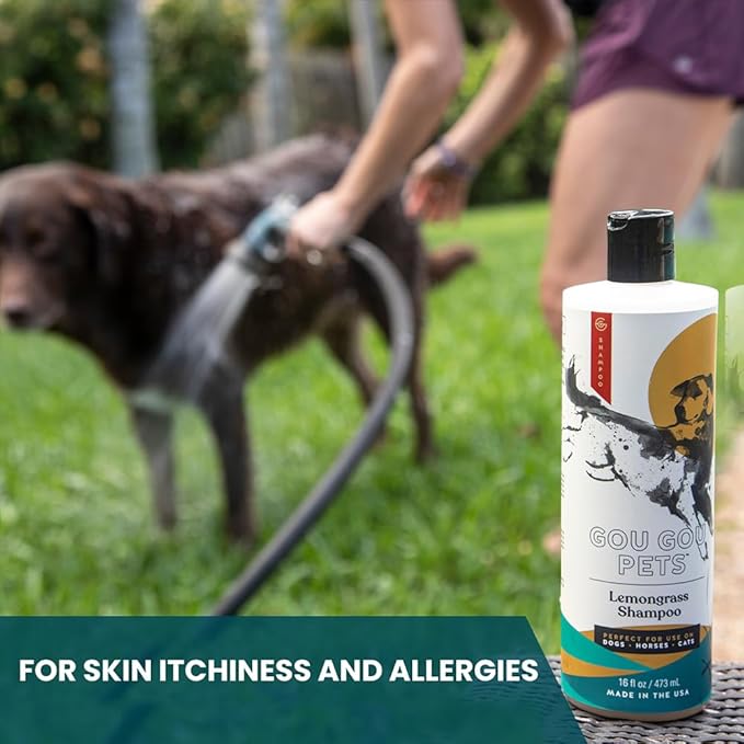 Holistic, Natural and Clean Pet Care Lemongrass Shampoo: Veterinarian Recommended - Hydrate Your Pet_ Coat With Our Hypoallergenic Shampoo For Dogs, Cats and Horses - Made in USA - 16 oz