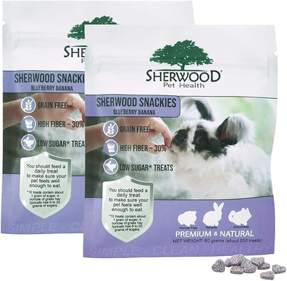 Sherwood Pet Health Snackies for Chinchillas, Rabbits & Guinea Pigs, Grain-Free, Real Fruit, Low Sugar and High in Fiber Treats in Multiple Flavors