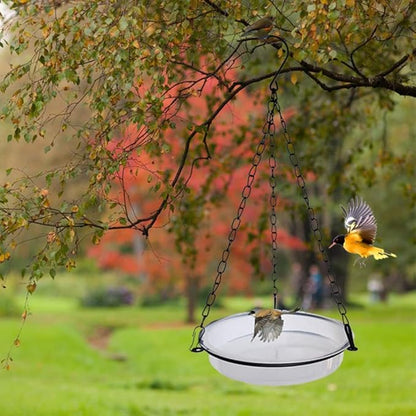 2-in-1 Set Hanging Bird Feeder and Bath for Outdoor, Small Metal Tray Perfect for Attracting Bird