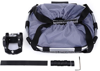 Pet Dog Bike Basket & Carrier Bag- Foldable Detachable Pet Travel Bicycle Basket - Small Animal Dog Cat Rabbit Bike Ride Basket Carrier (Gery)