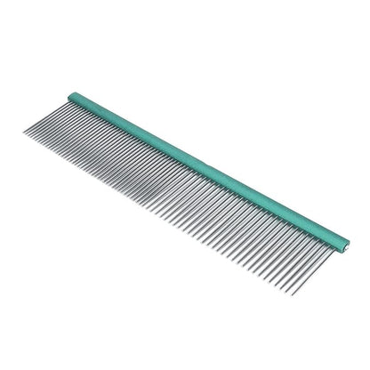 Greyhound Comb For Dogs, Metal Comb For Dogs Metal Dog Comb Cat Comb For Removing and Knots Dog Combs with Rounded Ends Grooming Tool For Long Short Haired Dog (Green