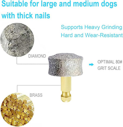 Dog Nail Grinder Replacement Tips/Heads for Casfuy, LuckyTail, Primens and Most Brands' Dog Nail Grinder - Diamond Bits/Wheel for Large Medium Small Dog Nails Care, 2Pack