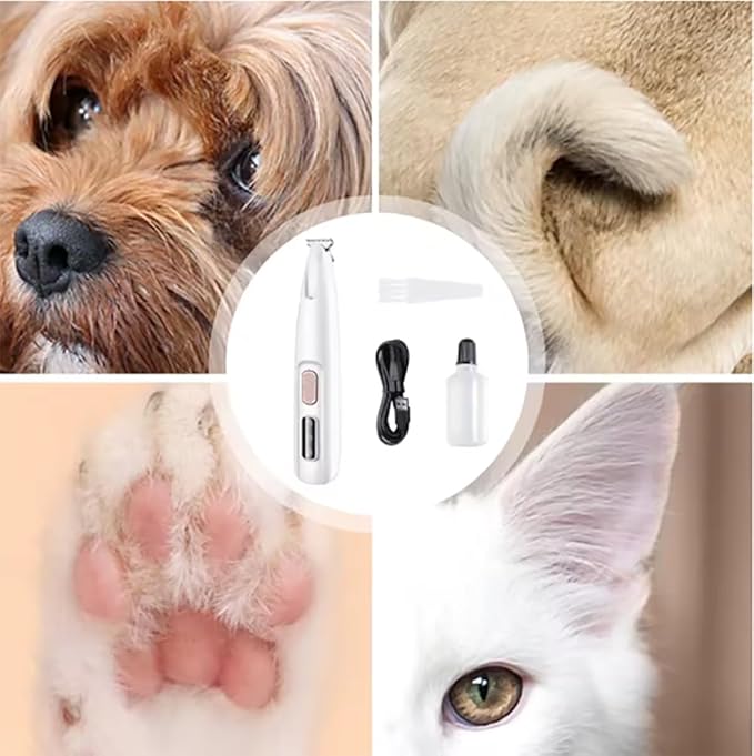 Dog Paw Trimmer, 35 dB Low Noise, 18 mm Widen Blade, LED Display, Rechargeable, Waterproof, Clipper for Dogs and Cats