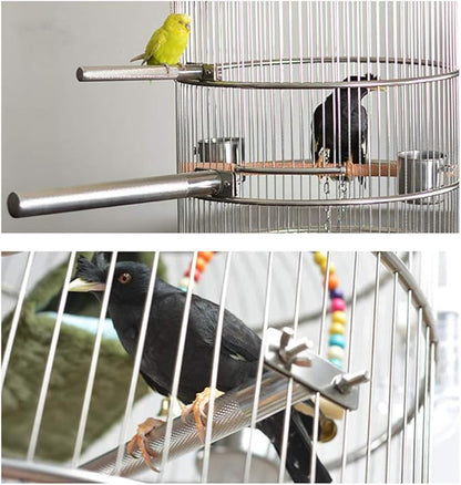Bird Perch Stainless Steel Stand Parrot Rod Grinding Claws Trimming Beak Nails Grinding Stick Exercise Platform for Parakeet Cockatiel Conure African Grey Macaw Finch Bird Cage Accessories (L)