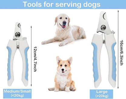 5Pieces Dogs and Cats Grooming Nail Clippers Kit Pet Claws Nail Clipper Trimmers, with Protective Guard Lock to Avoid Over Cutting, Professional Trimmers for Large and Small Cat and Dog Animal. (Blue)