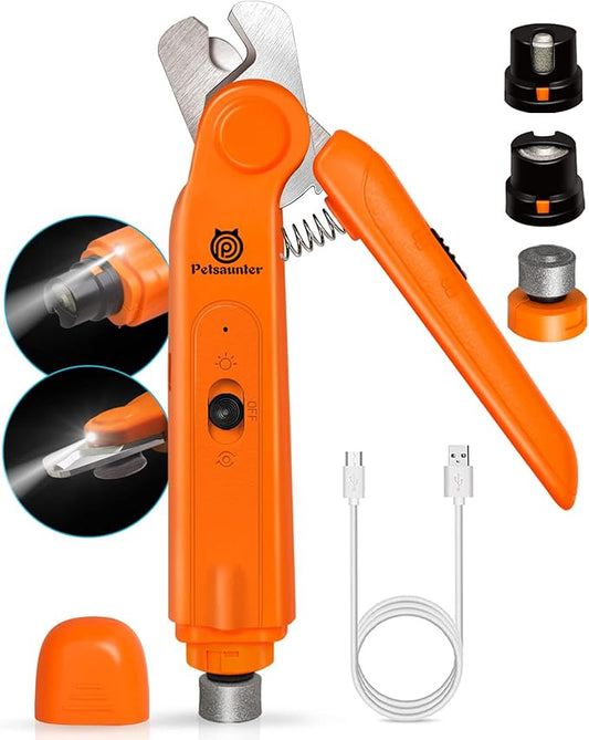 2-in-1 Dog Nail Clippers & Grinder, 2 LED Lights and Safety Guard Dog Nail Grinder, Quiet Sharpest Advanced Dog Nail Trimmers for Large Medium Small Size Dogs & Cats & Pets with Thick Nails
