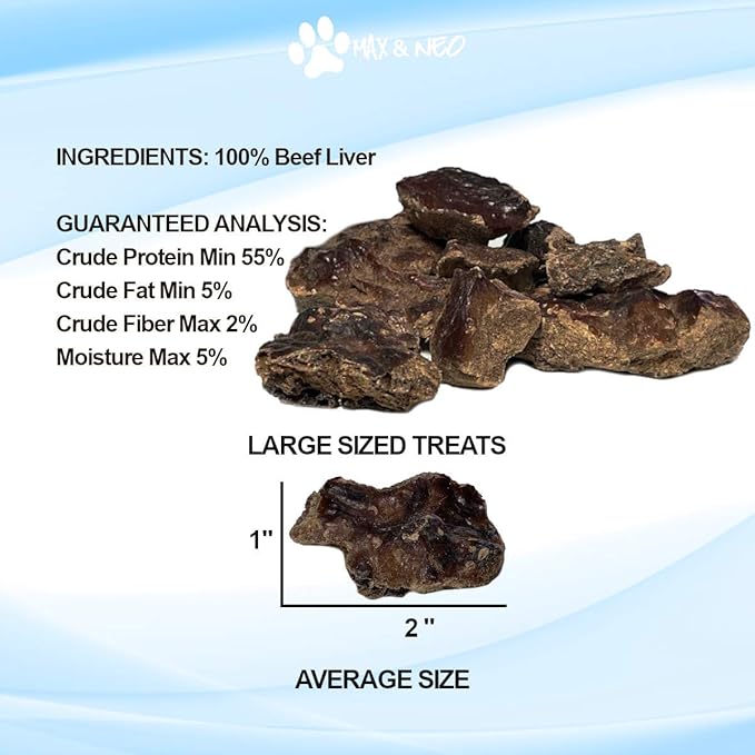Max and Neo Freeze Dried Beef Liver Dog Treats - Single Ingredient, Pasture Raised, Grass Fed, Human Grade Beef Grown in The USA - We Donate 1 for 1 to Dog Rescues for Every Product Sold