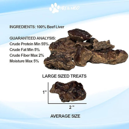 Max and Neo Freeze Dried Beef Liver Dog Treats - Single Ingredient, Pasture Raised, Grass Fed, Human Grade Beef Grown in The USA - We Donate 1 for 1 to Dog Rescues for Every Product Sold