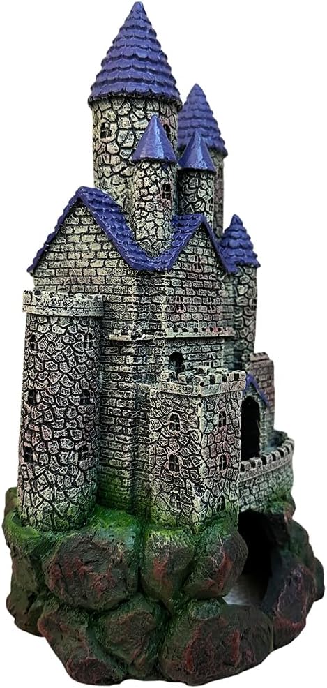 SLOCME Aquarium Middle Ages Resin Castle Decorations - Fish Tank Gothic Castle Hiding Cave Ornament