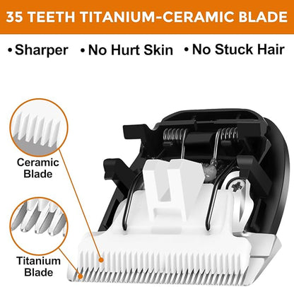 2 PCS Replacement 35 Teeth Dog Grooming Clipper Blades, Low Noise Dog Trimmer for Grooming,Sharp Titanium Alloy Ceramic Grooming Clipper Blade