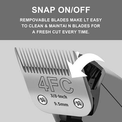 4FC Detachable Pet Clipper Replacement Blades Compatible with Andis/Oster A5/Wahl KM10 Series Dog Clipper,Made of Ceramic Blade & Stainless Steel Blade,Size 4FC Cut Length 3/8-Inchï¼2 Packï¼