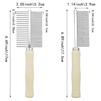 4 PACK Dog Cat Pet Comb Stainless Steel Cat Double-Sided Grooming Brush Professional Dog Grooming Comb Pet Hair Brush Cat Flea Comb for Long Short Hair Fur Brush Tool