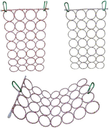 Bird Rat Climbing Rope Net Bird Swing, Parrot Cage Toys,Small Animal Activity Toy for Gerbil,Swing Hanging Play with Mirror for Macaw African Greys Parakeet Cockatoo Lovebirds (Bird Perch)