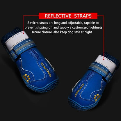 QUMY Dog Shoes for Large Dogs, Medium Dog Boots & Paw Protectors for Winter Snowy Day, Summer Hot Pavement, Water-Resistant in Rainy Weather, Outdoor Walking, Indoor Hardfloors Skid-Resistant Sole