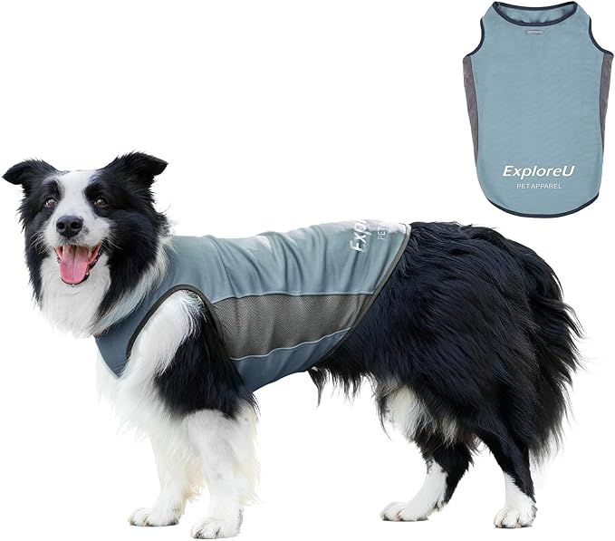 Dog Shirt, Lightweight Breathable Dog Cooling Vest Sun Protection Pet T-Shirts Quick Dry Soft Stretchy Reflective Label Pet Clothes - Small Medium Large Dogs (Misty Glade 1PC, Medium)