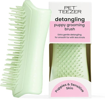 Pet Teezer by Tangle Teezer Puppy Essential Dog Brush, with Extra Soft Teeth for Gentle Grooming on Wet or Dry Fur, Mint