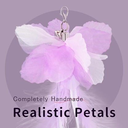 SONGWAY Cat Wand Toys for Indoor Cats - Cat Toy Set with Retractable Teaser Wand and 6 PCS Fairy Feather Toy Refills, Dragonfly Tassel Cat Toys Interactive, Purple