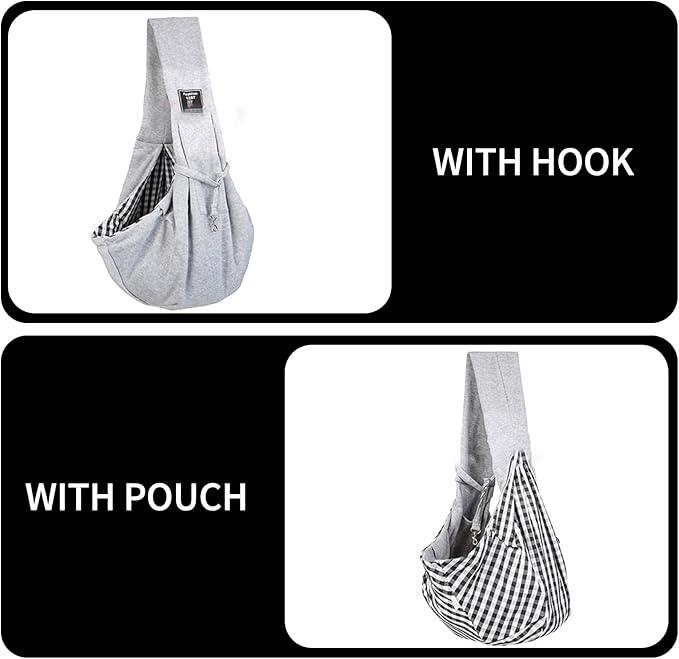 Reversible Dog Carrier Sling – Hands-Free Small Pet Carrier with Storage Pocket for Dogs and Cats, Safety Harness, Comfortable Travel Bag (Brown)