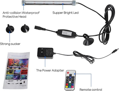 Submersible Aquarium Light for Fish Tank: Full Spectrum Underwater Fish Tank Light with Dimming 8 Colors - COB LED Aquarium Lights with Remote and Suction for 7.8 Inch Saltwater Freshwater Tanks