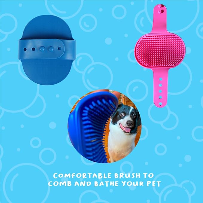 Dog Brush - Premium Dog Bath Brush, Ideal Dog Brush for Short Haired Dogs, Gentle Pet Grooming Tool, Effective for Removing Loose Fur and Dirt in Bath Time, Easy to Clean