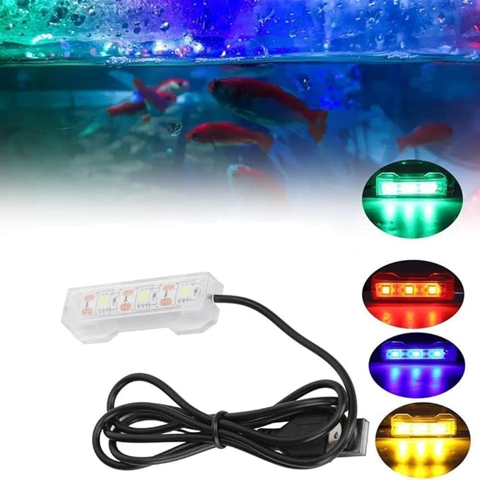 Small Aquarium Led Light, Multicolor Led Fish Tank Light for Freshwater Plants Aquarium Accessories Fish and Aquatic Pets (Blue Light)