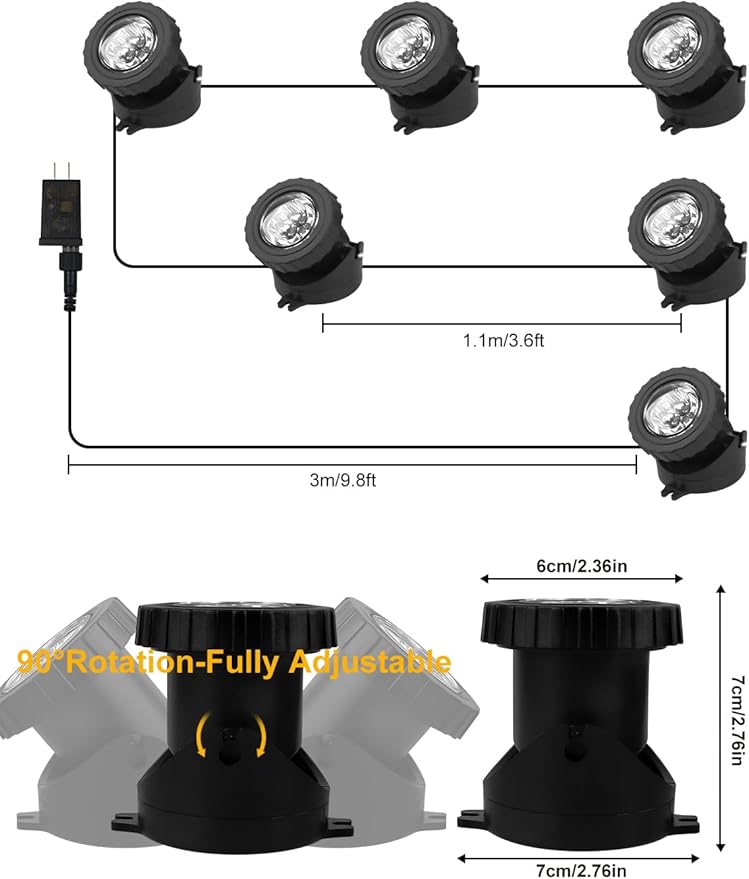 RGB Underwater Pond Lights, Super Bright LED Submersible Fountain Lights Colored Landscape Spotlights, Bluetooth APP Control IP68 Waterproof for Fish Aquarium Tank Garden Yard Pool (Set of 6)