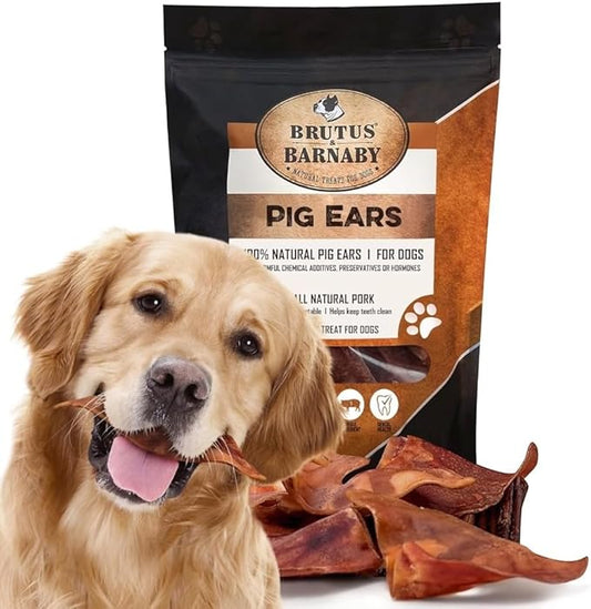 100% Natural Whole Pig Ear Dog Treat - 25 Pack - Our Healthy Dog Pig Ears Are Easy To Digest, Chemical & Hormone Free Thick Cut Pig Ears For Dogs Aggressive Chewers, Great For Small Or Large Dogs
