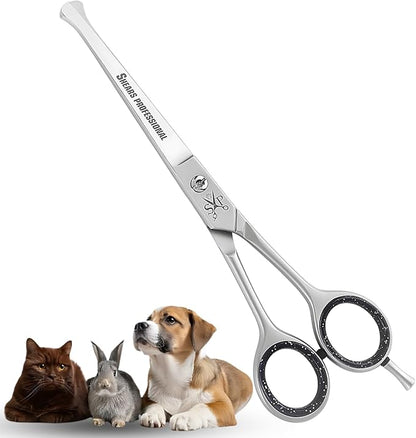 Dog Grooming Scissors, Hair Cutting Scissors, Straight for Pet and Saloon Use (Ball Tip STR 4.5) Grooming Scissor for Dog with Round Tip