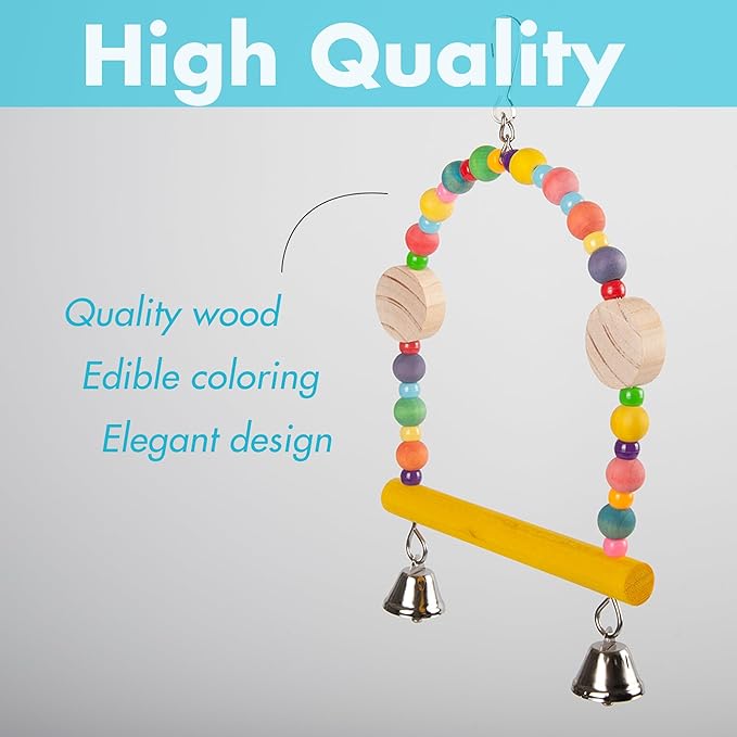 Bird Swing for Parakeets - 9 * 6 inch Bird Toys for Conures - Wooden Parrot Swing Parakeet Swing for Cage Cockatiel Swing Bird Swings for Parakeets and Bird Swings for Small Birds